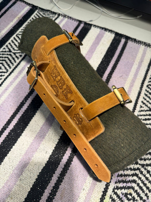 Army green wool tool roll
